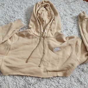 Cream crop Nike hoodie